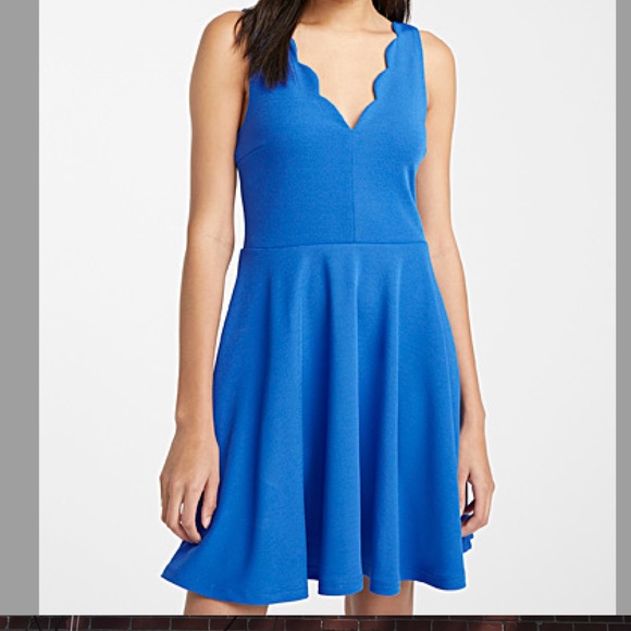 twik Dresses & Skirts - Blue sleeveless scalloped neck skater dress NWT